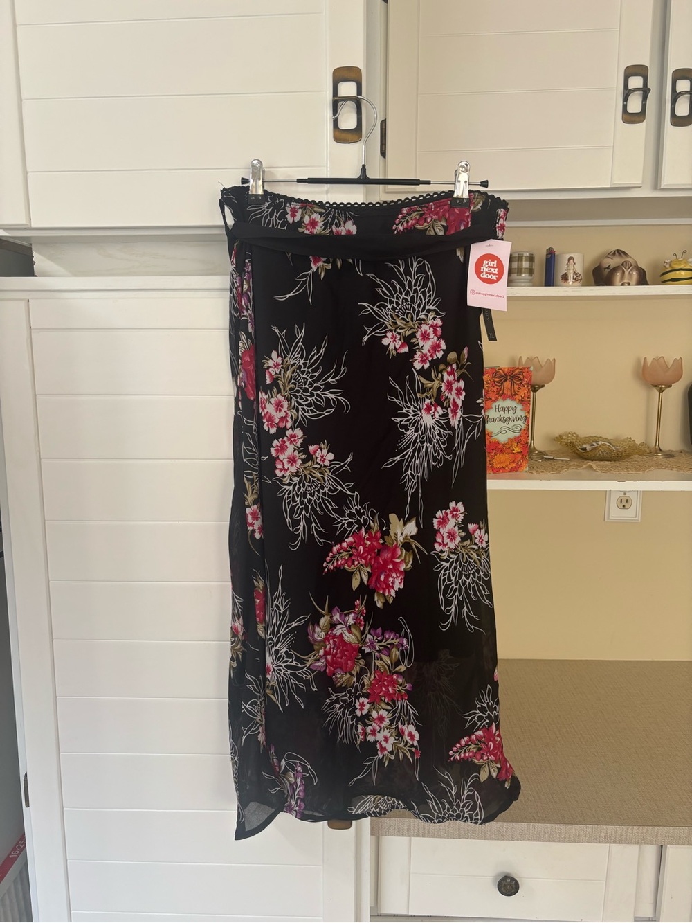 New with Tags Black Floral Midi Skirt